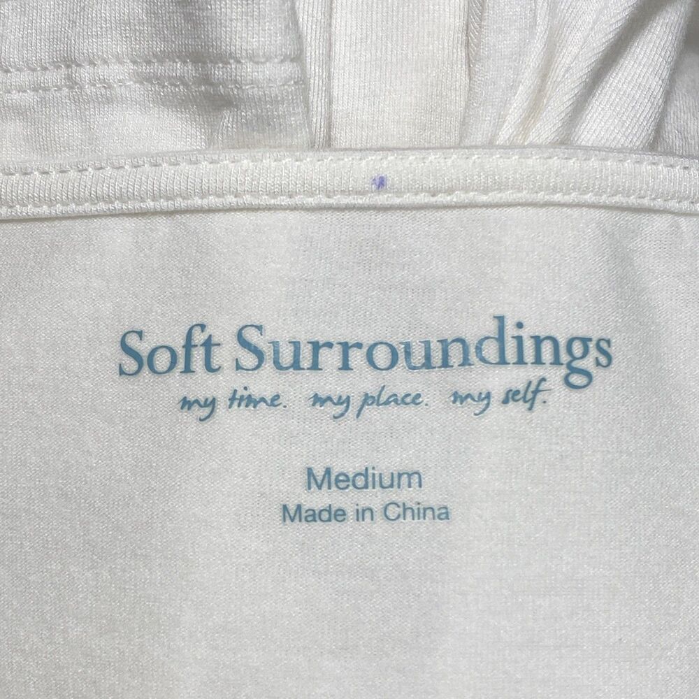 Soft Surroundings Shirt Women's M 8 10 Off White Ivory Long Sleeve Tunic T-shirt - Picture 3 of 4